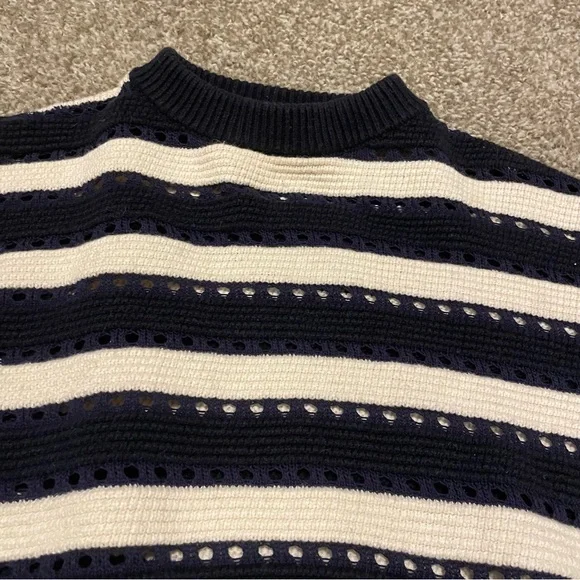 Self Portrait Balloon Sleeve Striped Sweater S cotton wool preppy quirky classic - Picture 4 of 6